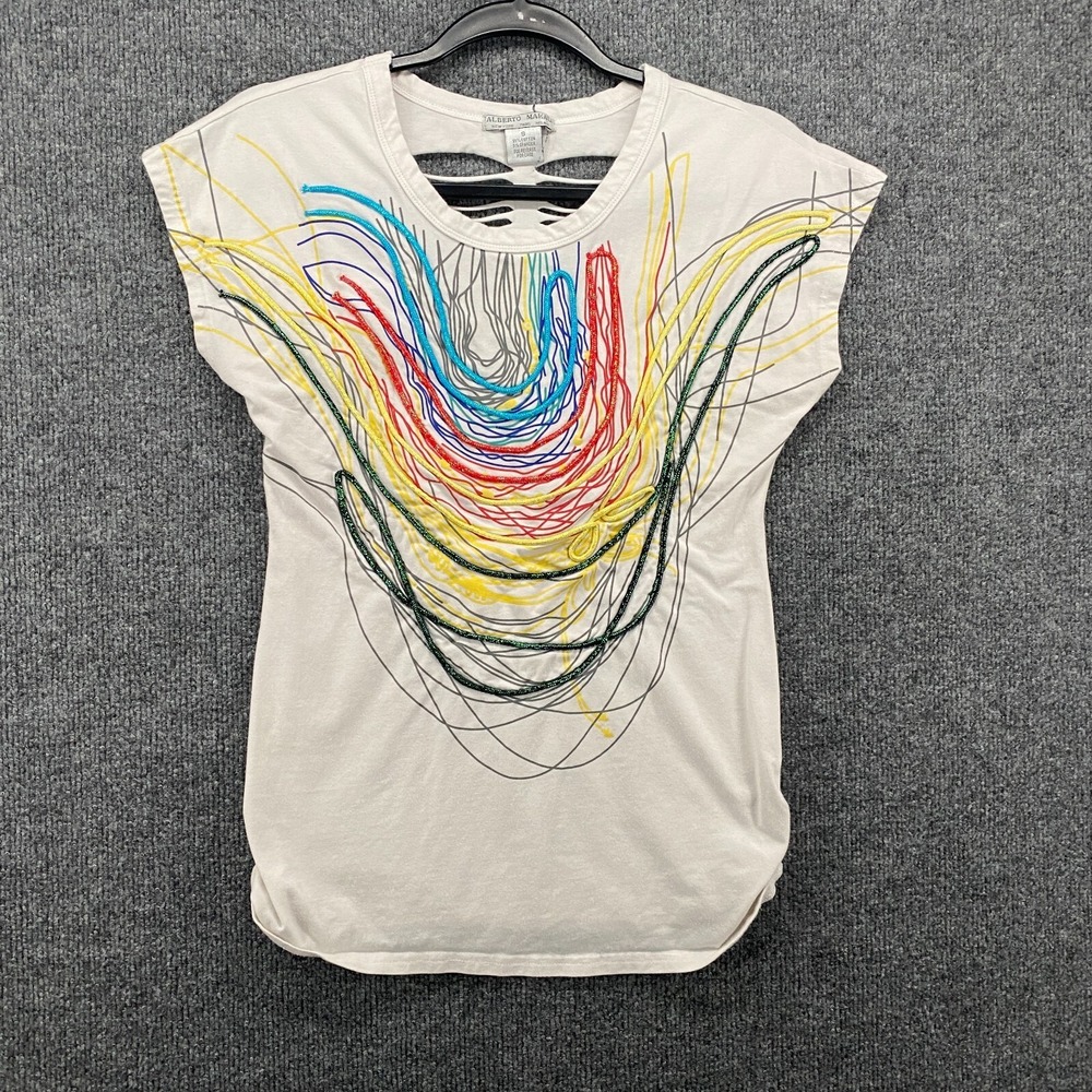 Alberto Makali Y2K Top Womens S Multicolor Rope Vintage 90s Artsy Abstract‎